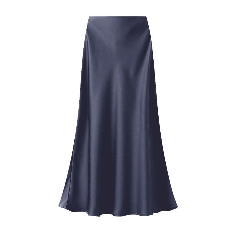 Satin Slip Skirt in Navy