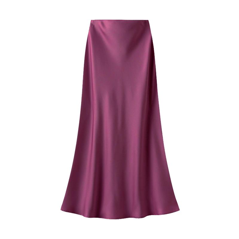 Satin Slip Skirt in Plum
