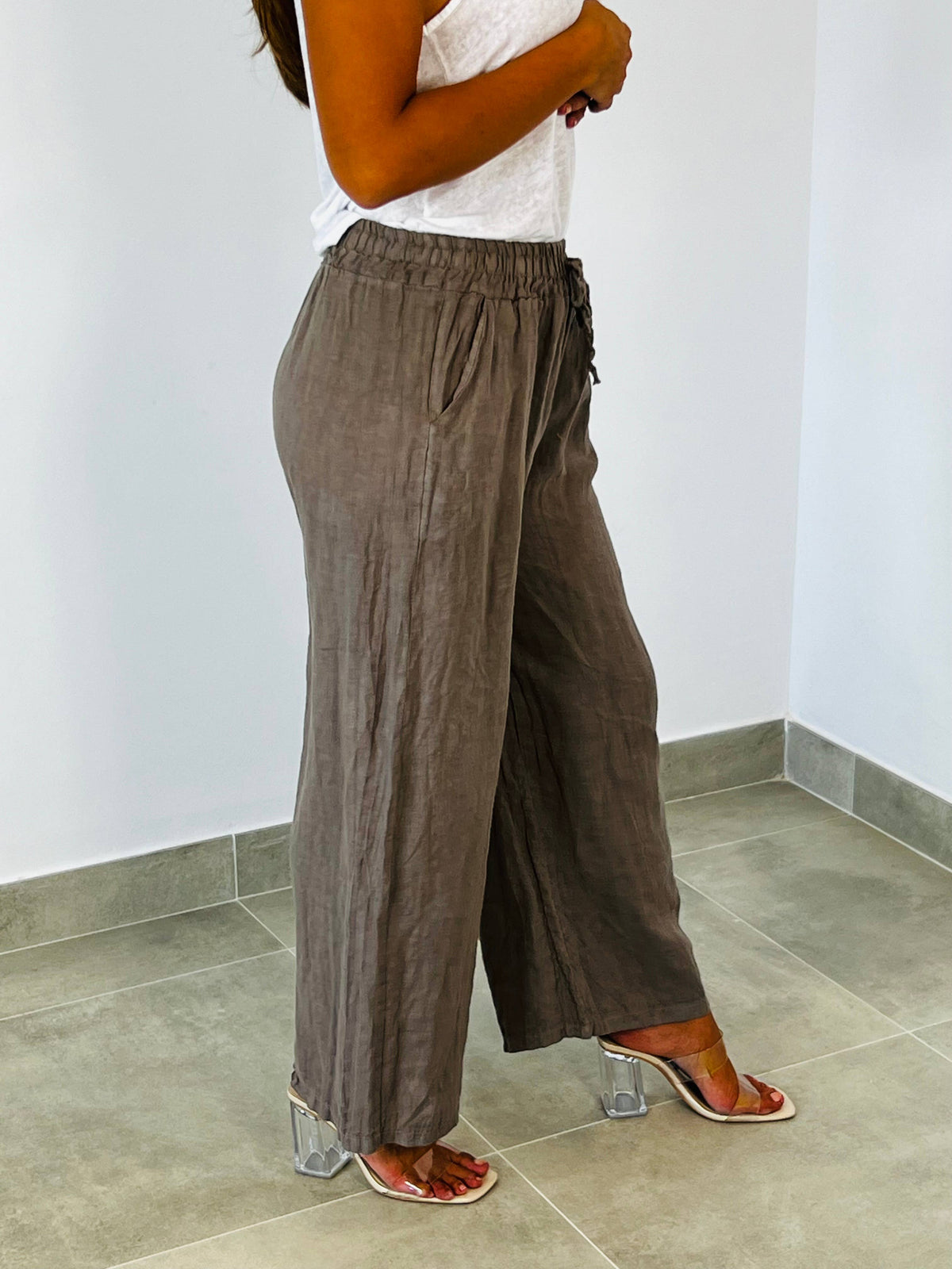 Linen Trousers with Elasticated Waist