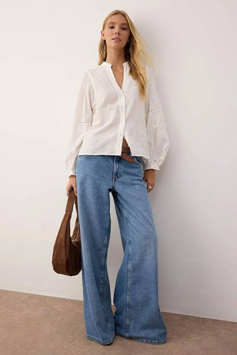 Boho Shirt with Lace Trim Sleeve Details