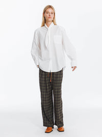 Vintage Tie Loose Striped Shirt | White