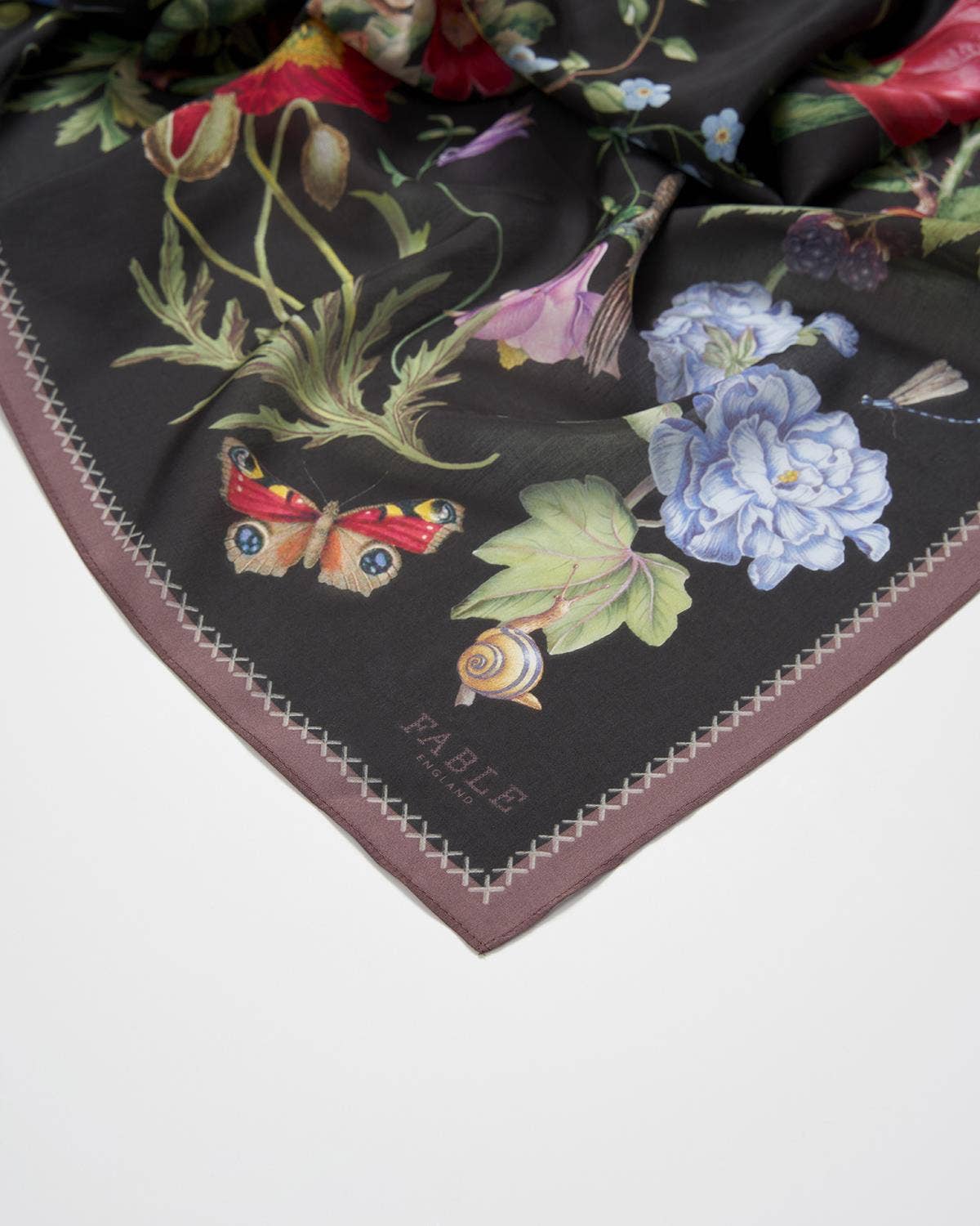 Alice Garden Black Narrative Square Scarf