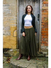 Tulle Skirt in Khaki Green