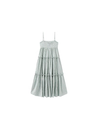 Strap Striped Cake Dress | Green & Red