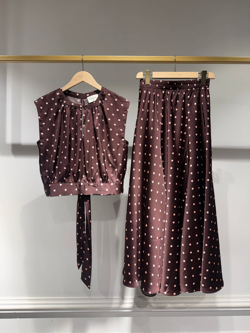 Satin Valentine Skirt | Burgundy & Pink