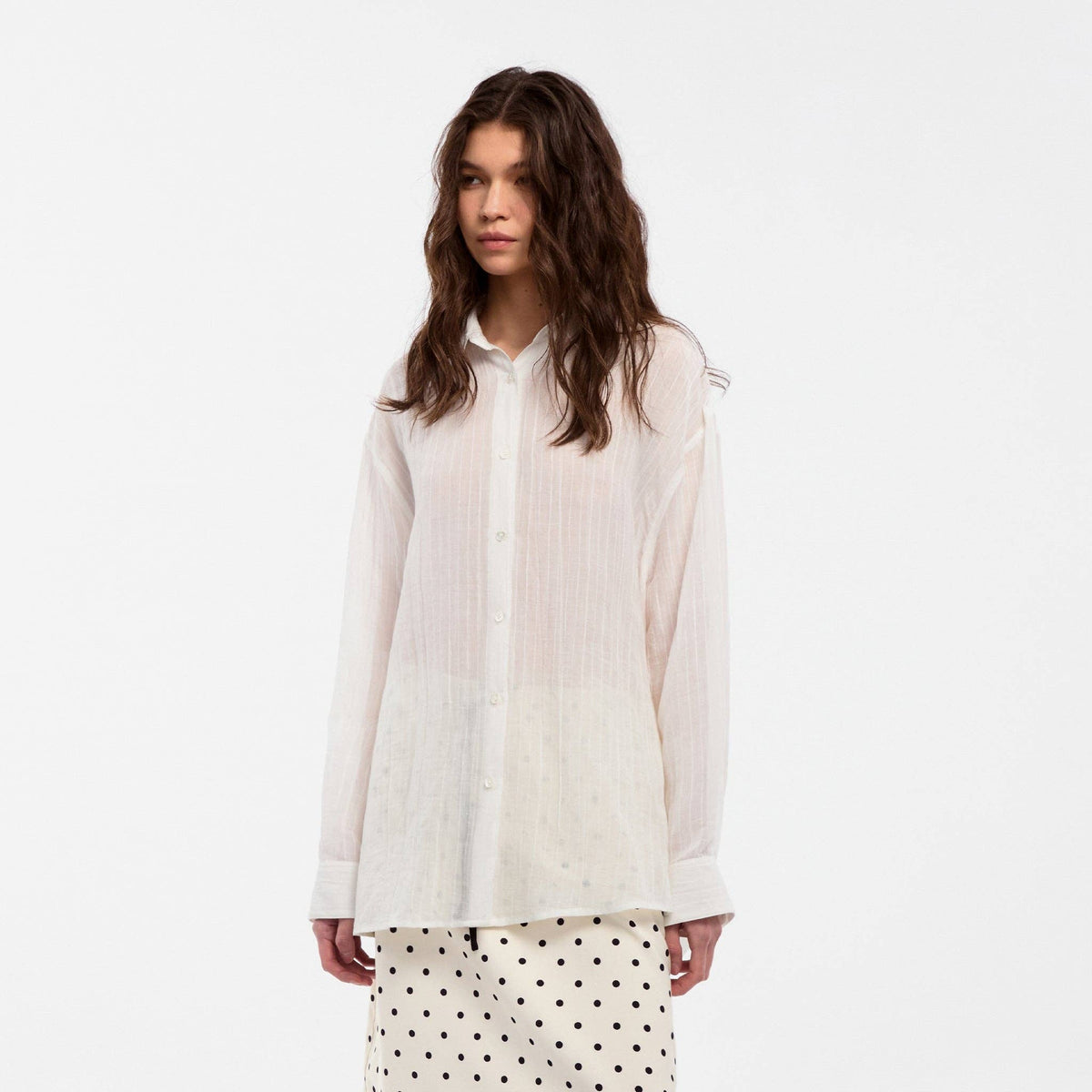 CUBIC Ramie Lightweight Long-Sleeved Shirt | White