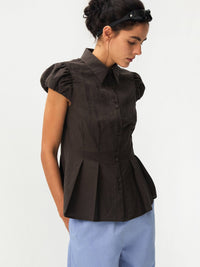 Lyocell Blend Peplum Blouse