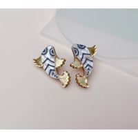 Koi Fish Stud Earrings - Gold