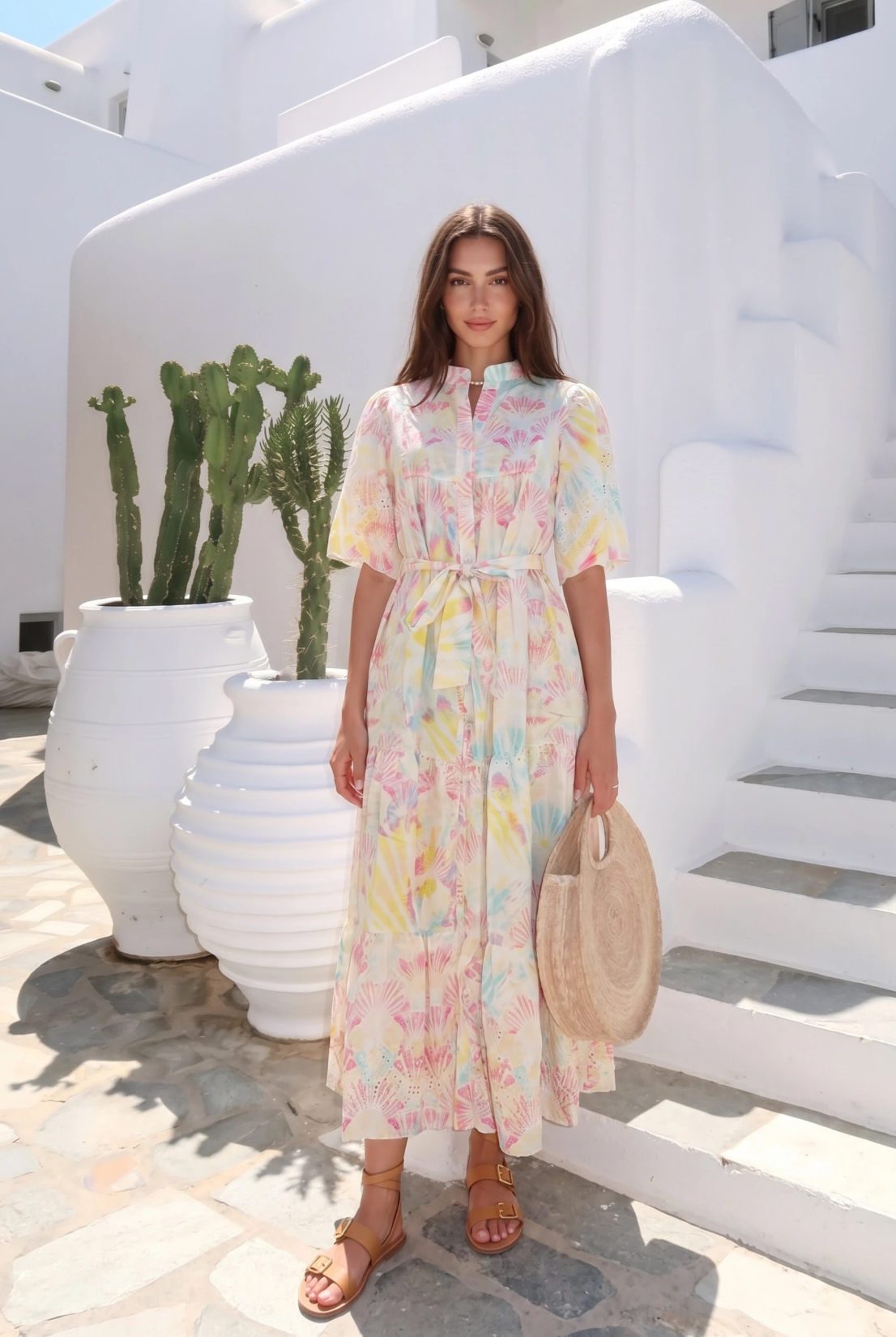 Long Cotton Embroidered Dress