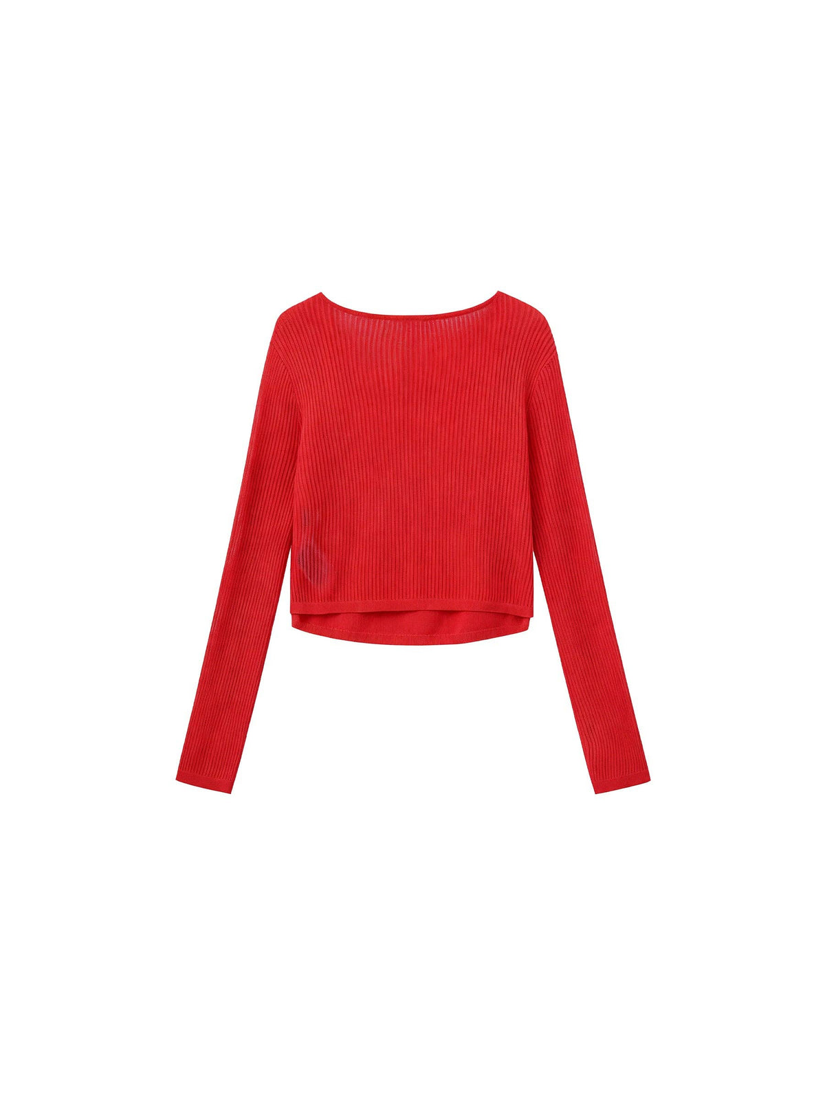 Sheer Ribbed Knit Two-Piece Set | Red