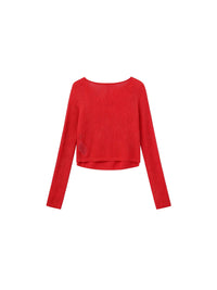 Sheer Ribbed Knit Two-Piece Set | Red