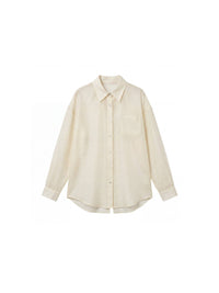Lyocell Oversized Sheer Button-Down Shirt | Beige