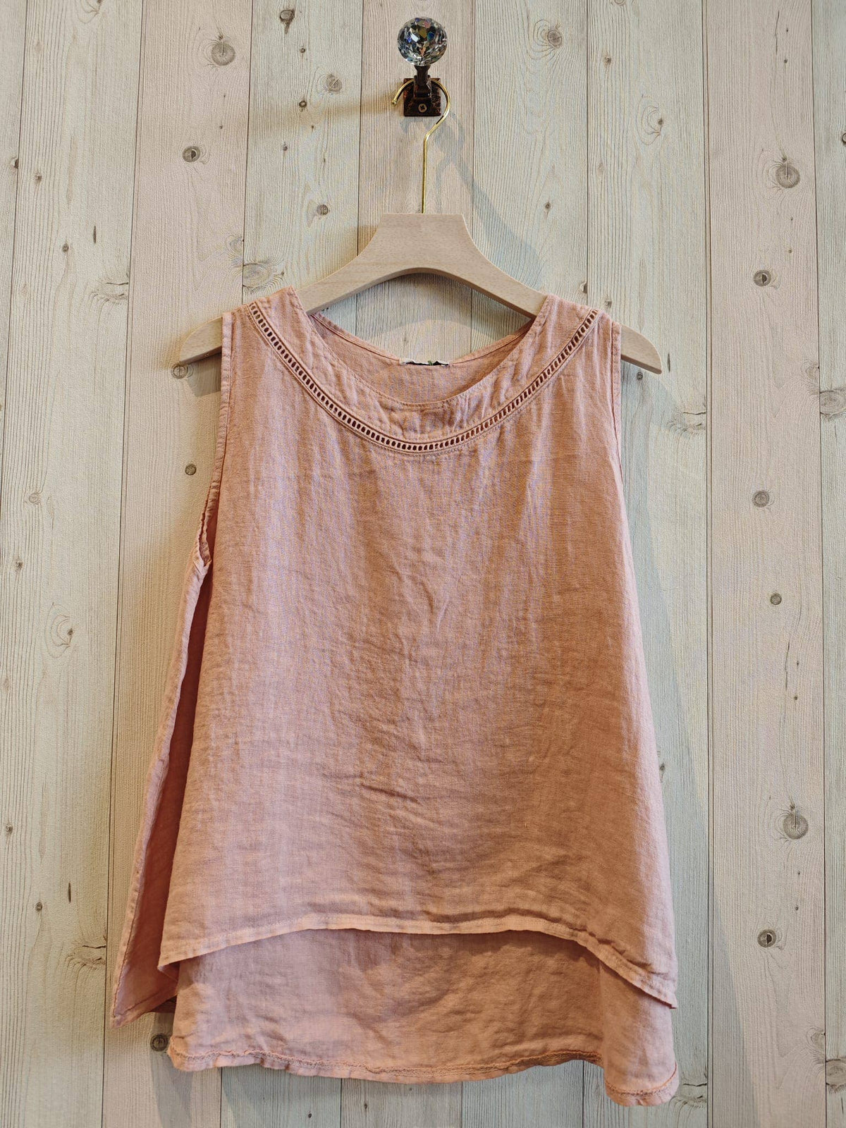 Linen Vest Top with Lace Detail