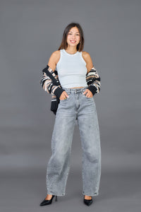 Louisa Barrel Jeans | Light Grey