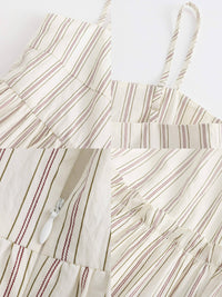 Strap Striped Cake Dress | Cream & Red