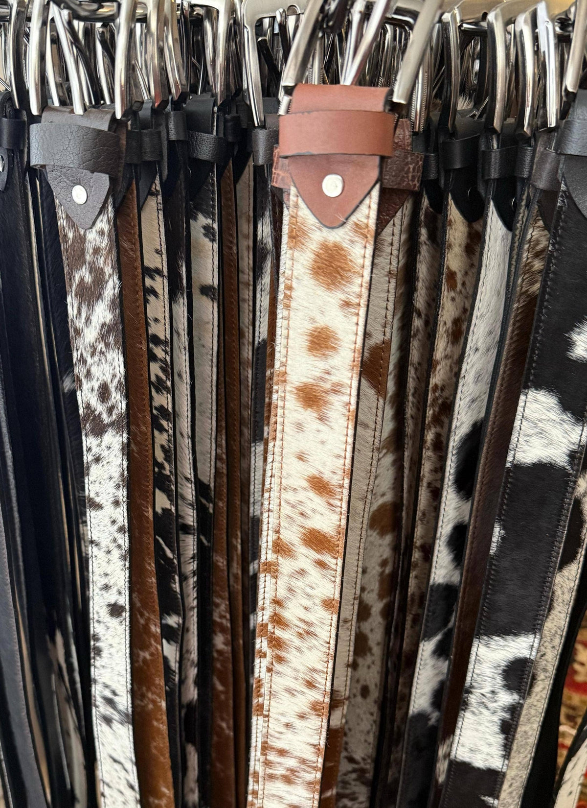 Hair-On Cowhide Leather Belt: Unisex Jean Belt, Handmade