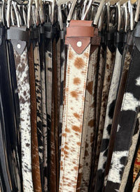 Hair-On Cowhide Leather Belt: Unisex Jean Belt, Handmade