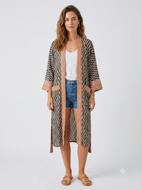 Long Cotton Monochrome Kimono