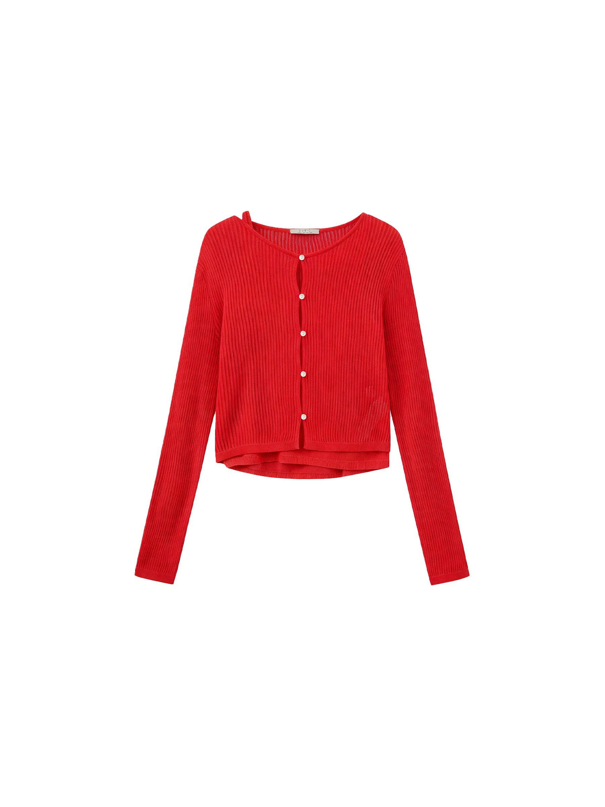 Sheer Ribbed Knit Two-Piece Set | Red
