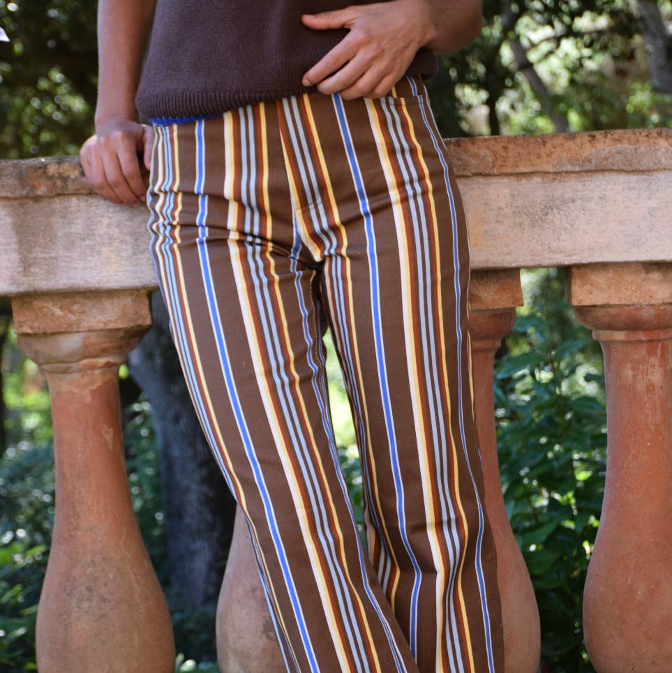 Inés Striped Chocolate Brown Jeans