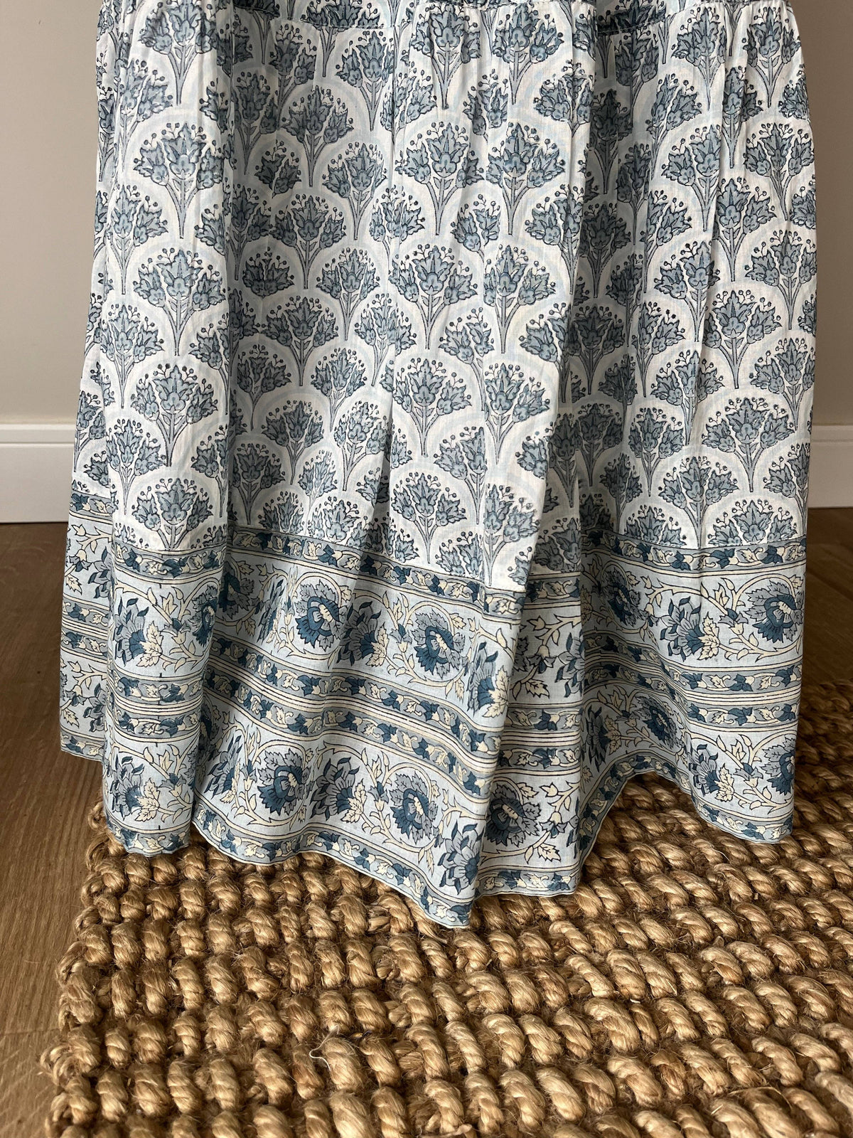 Maxi Woodblock Printed Skirt | Blue