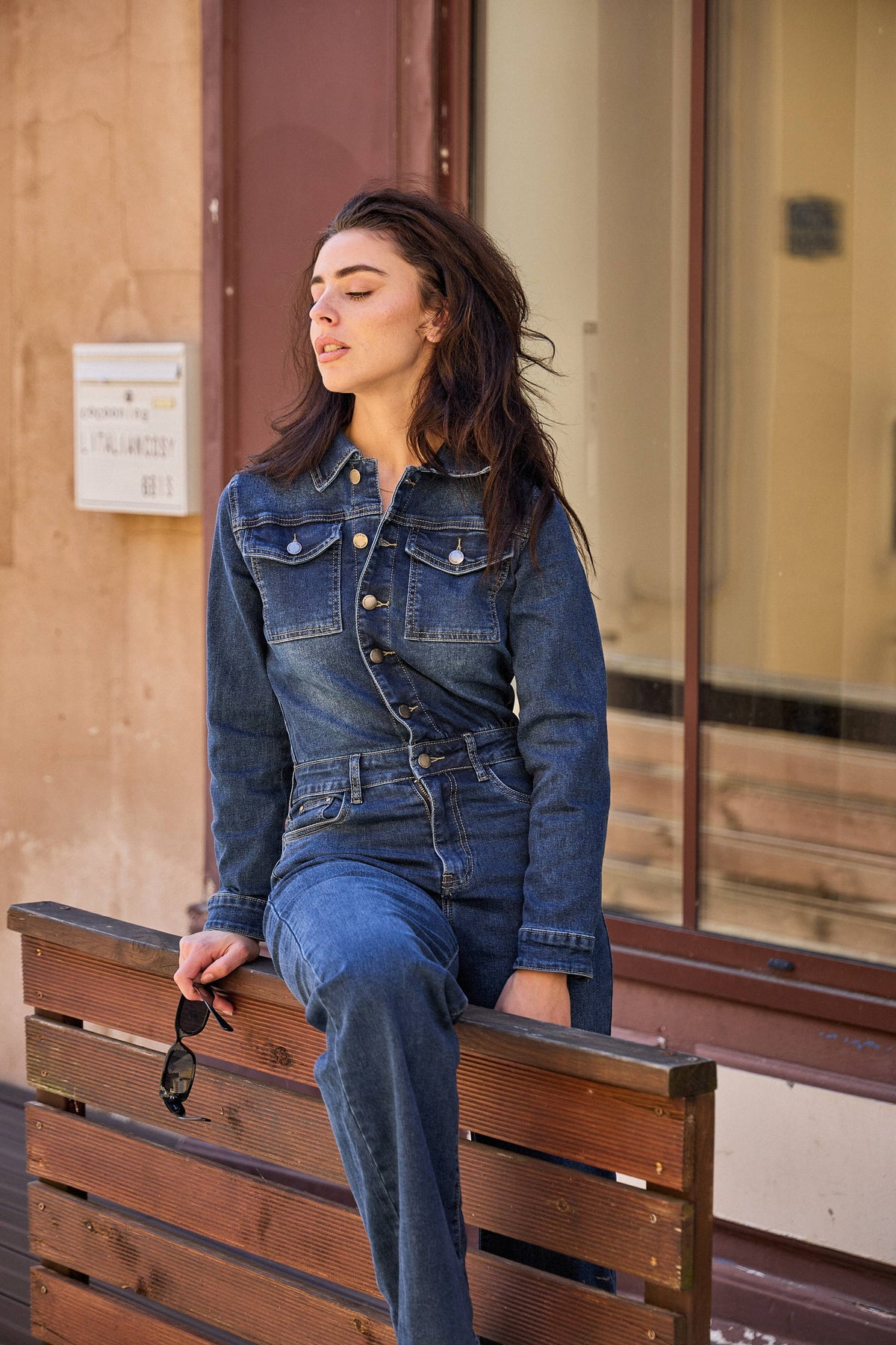 Women's denim jumpsuit (long sleeve) - ANA & LUCY