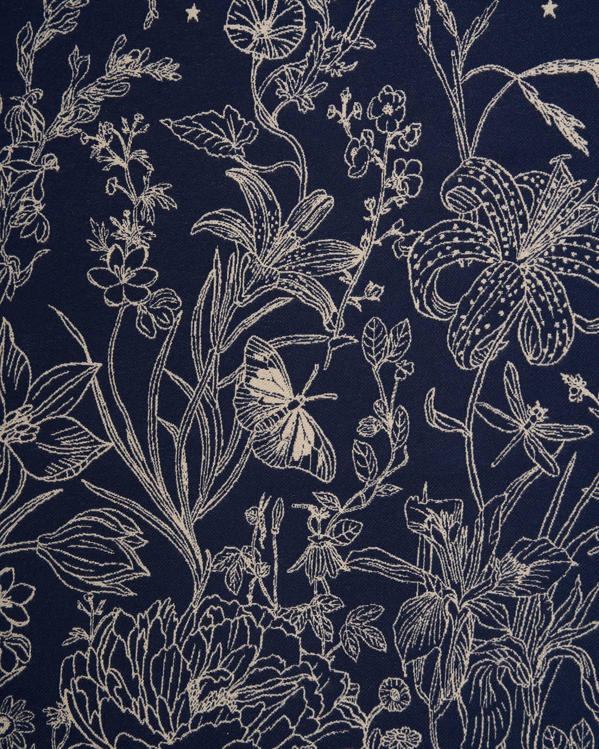 Midnight Garden Long Jacquard Scarf in Navy