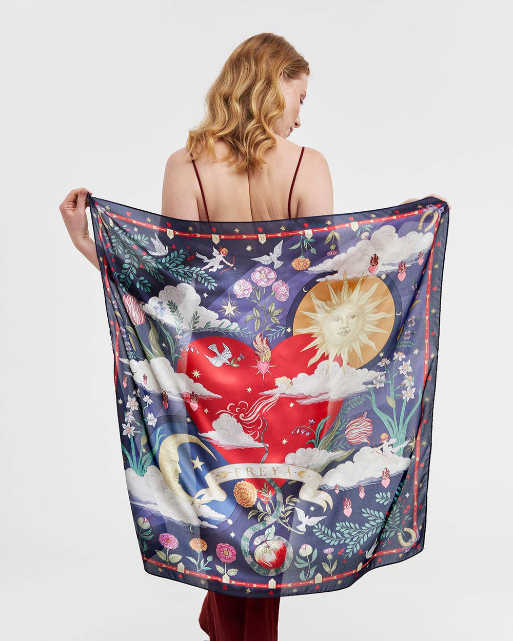 Navy Freya Narrative Square Scarf