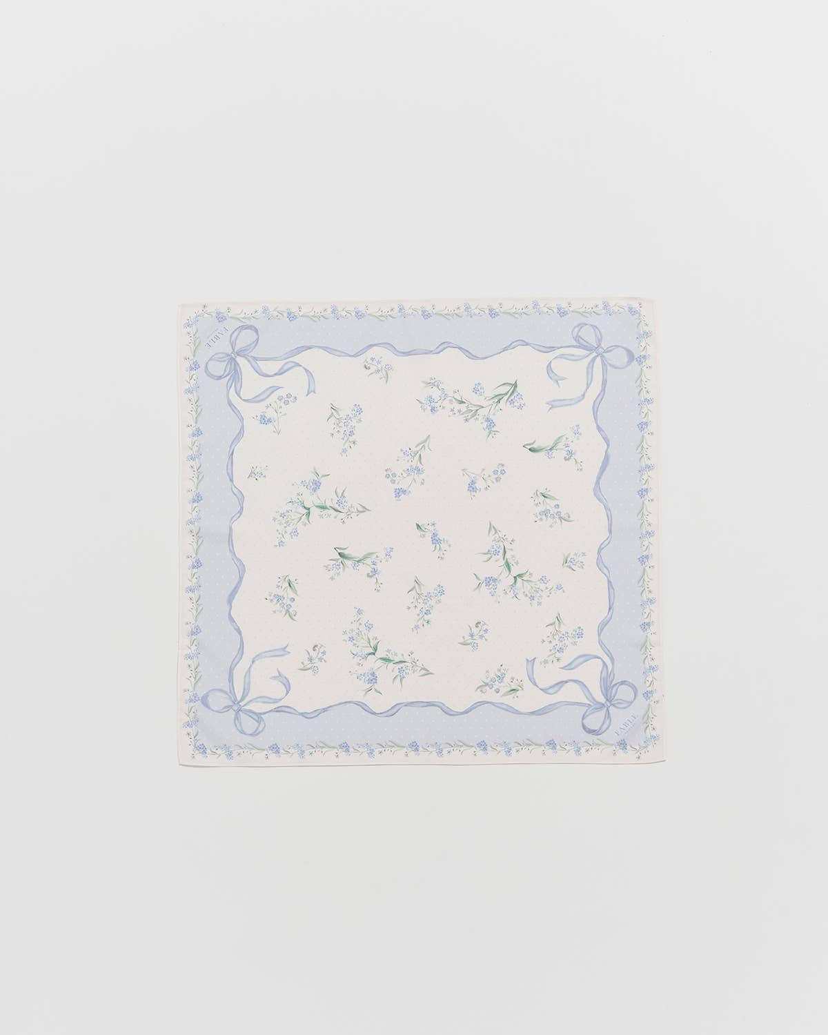 Bow & Floral Blue Square Scarf