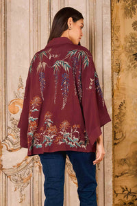Metallic Embroidery Wisteria Short Kimono