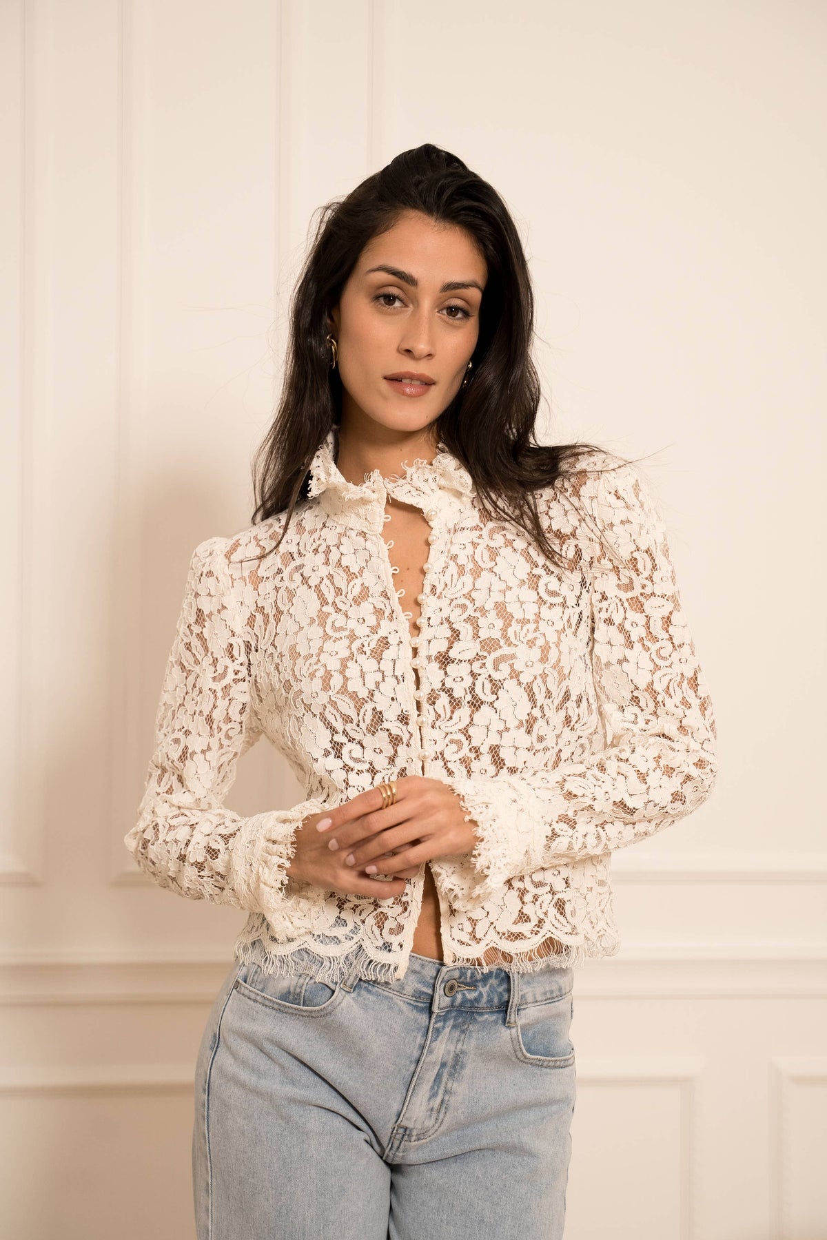 High Neck Lace Blouse