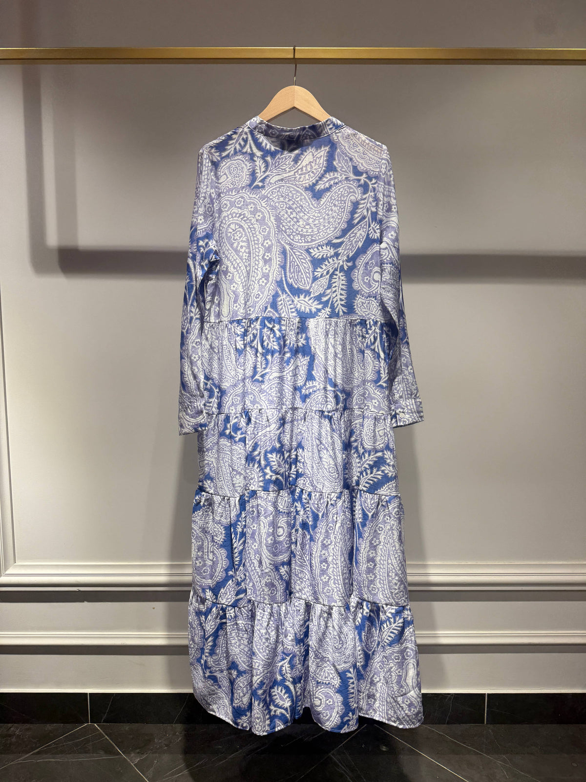 Floral print Marbella Silk Dress | Blue Paisley
