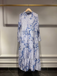 Floral print Marbella Silk Dress | Blue Paisley