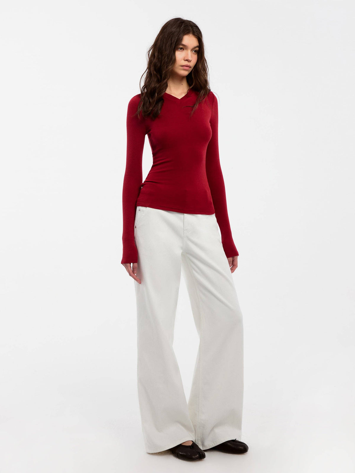 CUBIC Wool Blend V-Neck Knit T-Shirt