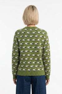 Fluffy Sheep Repeat Pattern Jumper | Epsom Green