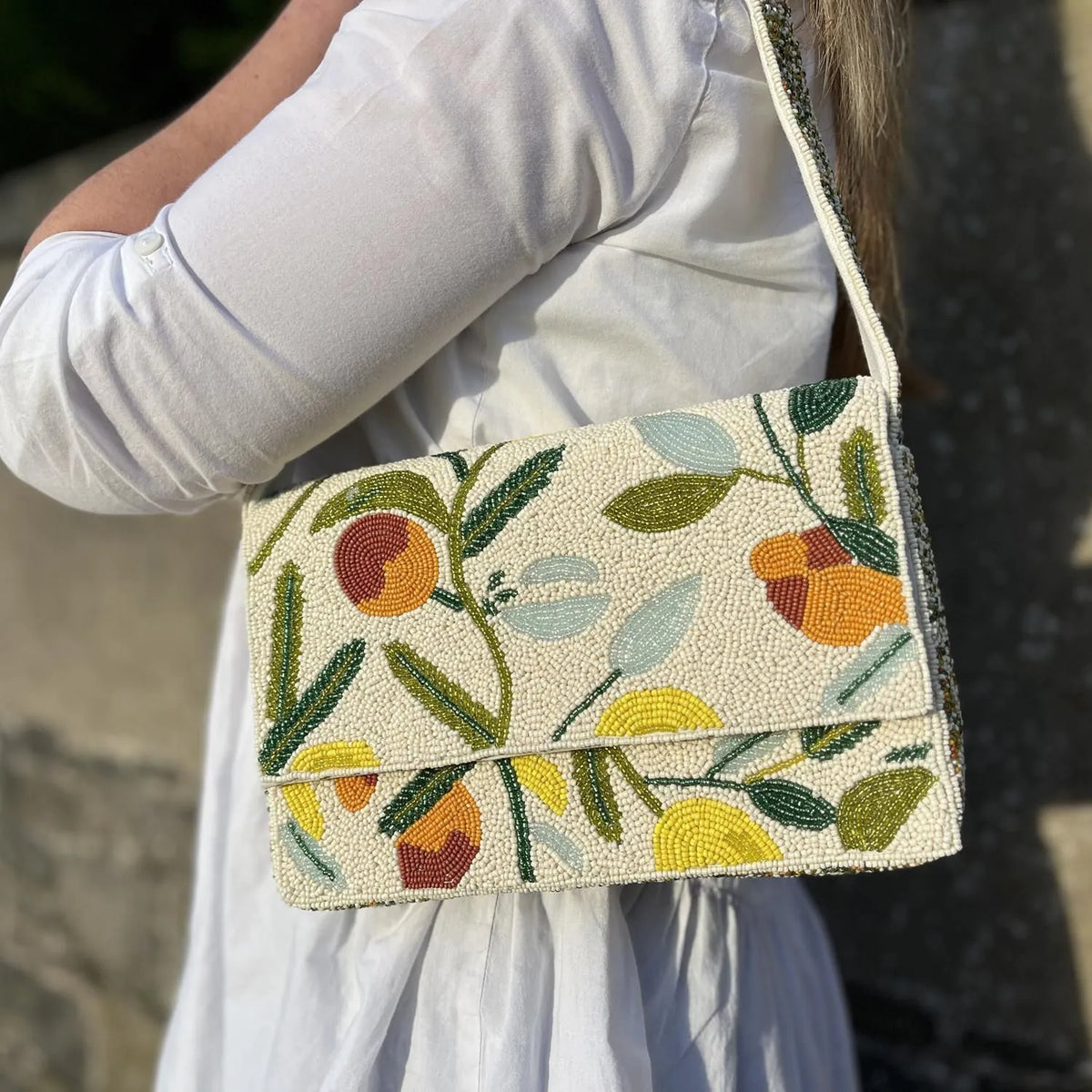 Oranges & Lemons Beaded Bag