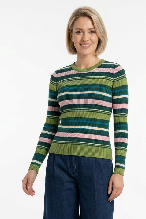 Julia Stripe Jumper | Epsom Green