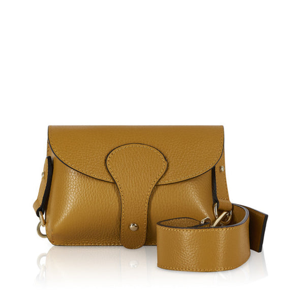 Wide Strap Cross Body Flap Leather Bag