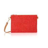 Raffia Clutch Bag with Leather Straps