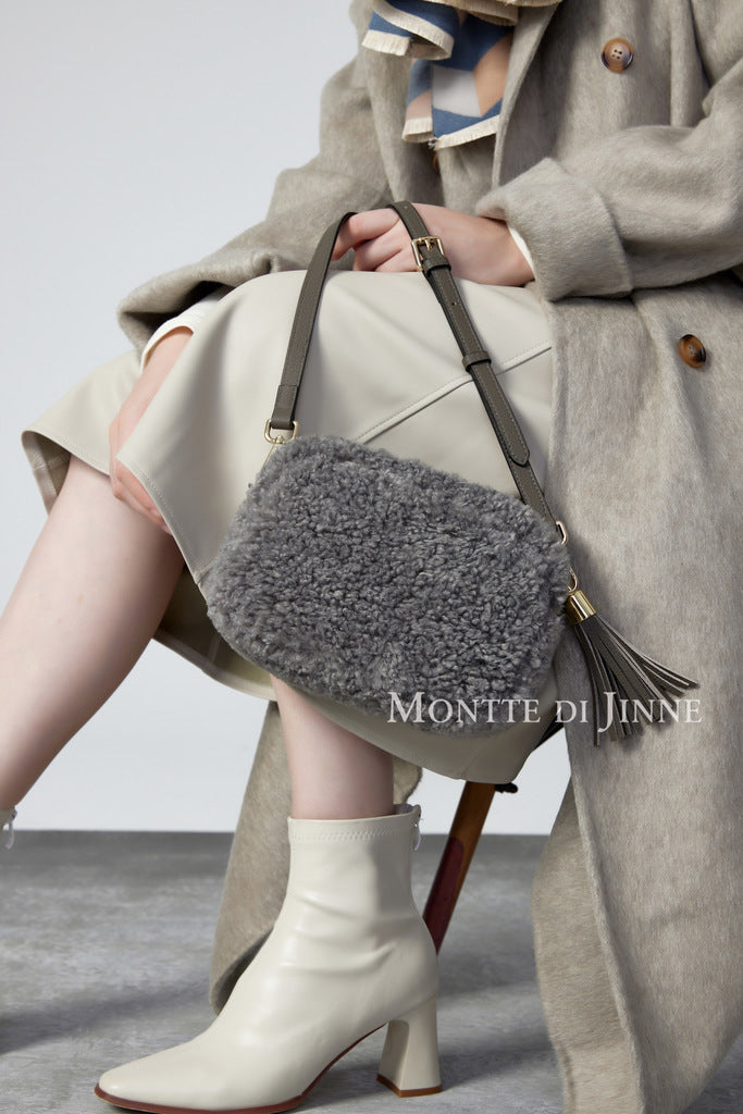 Faux Shearling & Leather Cross Body Bag