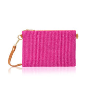 Raffia Clutch Bag with Leather Straps