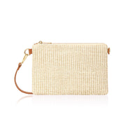 Raffia Clutch Bag with Leather Straps