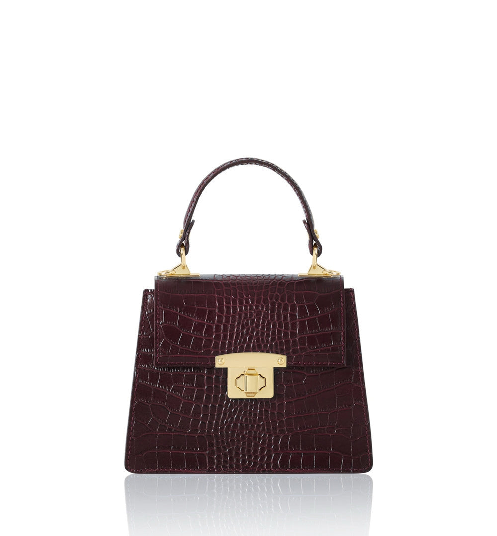 Leather Croc Embossed Structured Bag