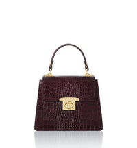 Leather Croc Embossed Structured Bag