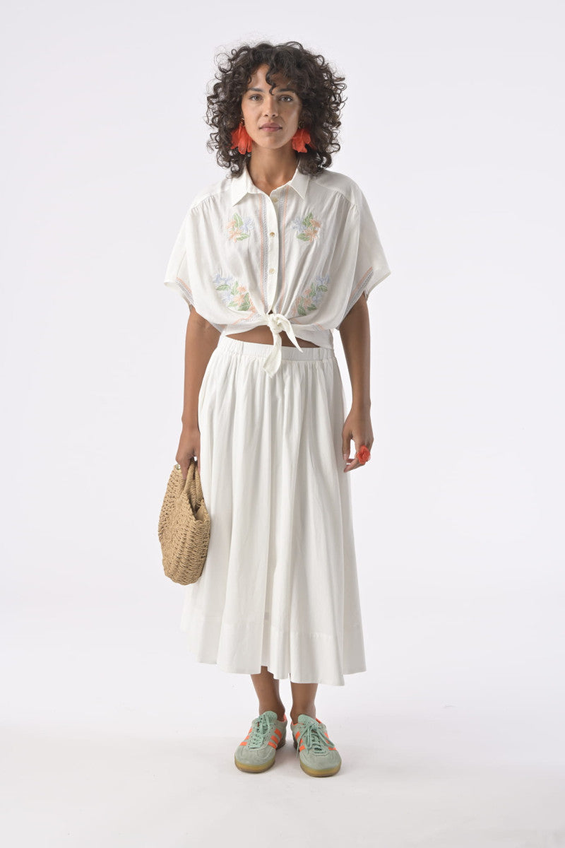 Serena Top | Embroidered White