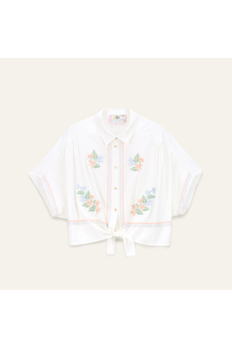Serena Top | Embroidered White