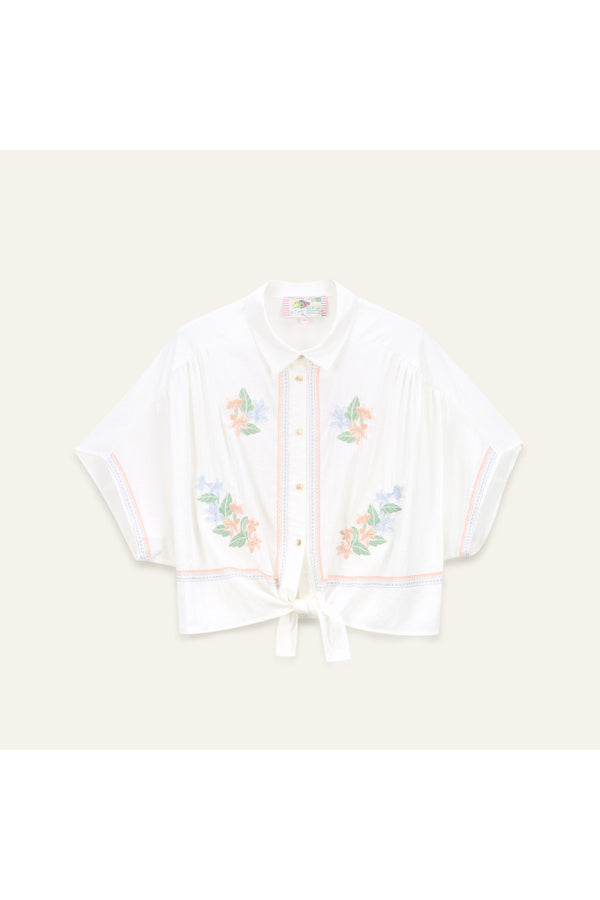 Serena Top | Embroidered White