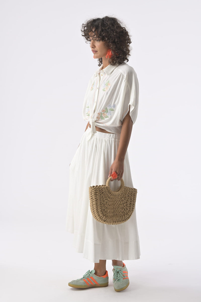 Serena Top | Embroidered White